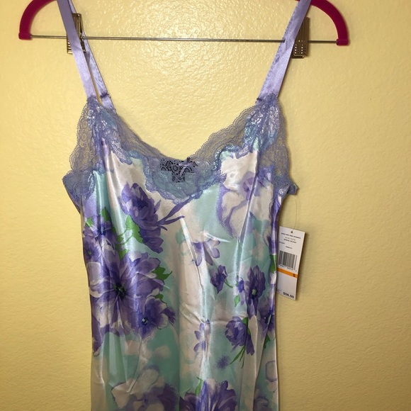 Jones New York Nightgown Floral Satin Midi Romantic Slip Dress size S - Picture 3 of 7